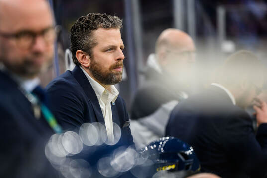 Head coach Ulf Lundberg of Sweden in the women's ice hockey