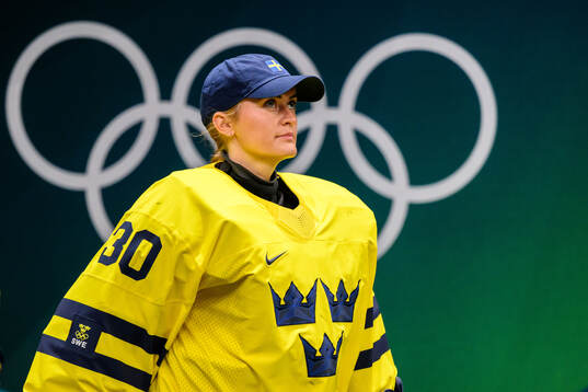 Goaltender Emma Söderberg of Sweden in the women's ice