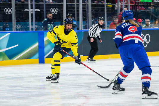 Sofie Lundin of Sweden in the women's ice hockey semifinal