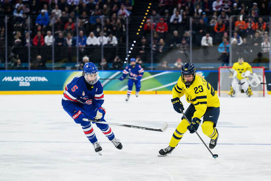 Megan Keller of USA and Thea Johansson of Sweden in the