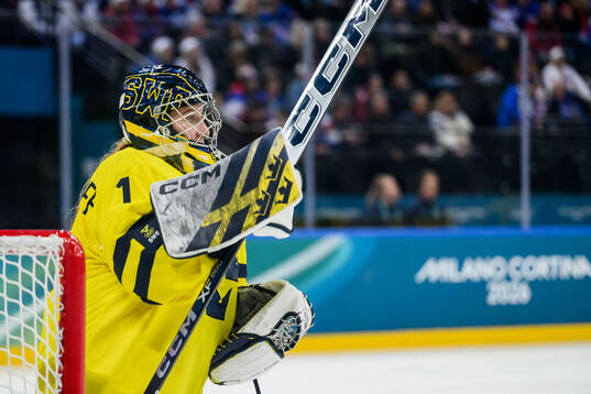 Goaltender Ebba Svensson Träff of Sweden in the women's