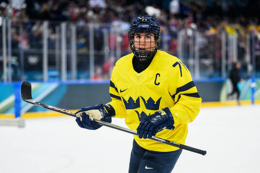 Anna Kjellbin of Sweden in the women's ice hockey semifinal