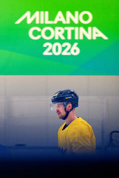 Elias Pettersson of Sweden at an ice hockey practice session