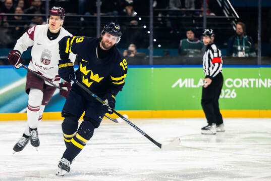 Adrian Kempe of Sweden in the men's ice hockey