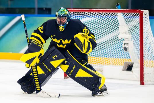 Goaltender Jacob Markström of Sweden in the men's ice