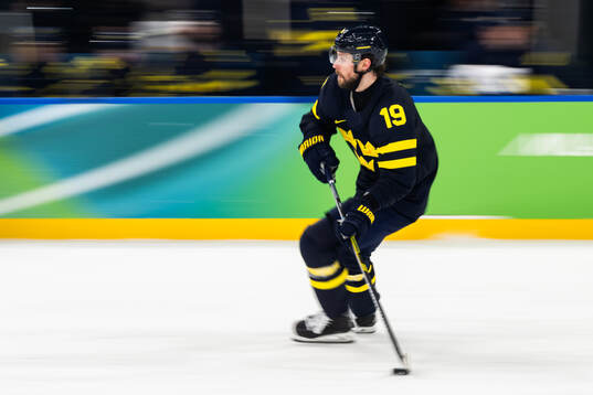 Adrian Kempe of Sweden in the men's ice hockey