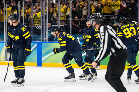 Gabriel Landeskog of Sweden celebrates