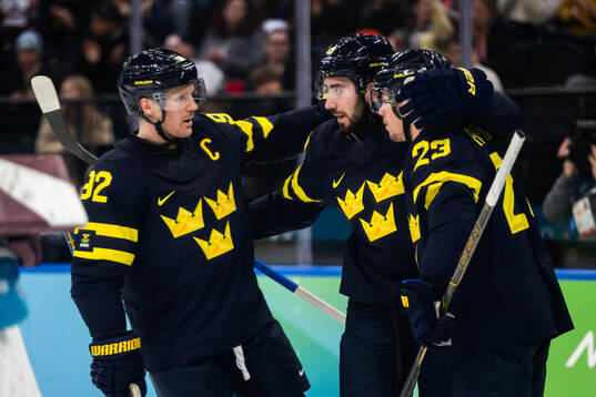 Oliver Ekman-Larsson, Gabriel Landeskog and Lucas Raymond