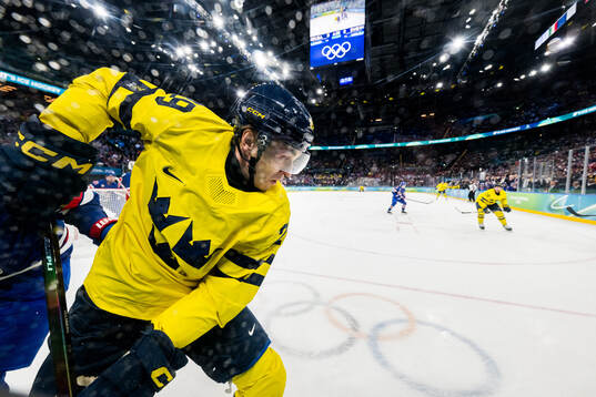 Pontus Holmberg of Sweden in the men's ice hockey