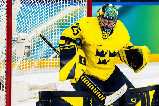 Goaltender Jacob Markström of Sweden in the men's ice