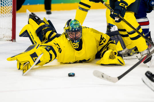 Goaltender Jacob Markström of Sweden in the men's ice