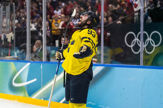 Mika Zibanejad of Sweden celebrates