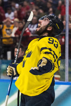 Mika Zibanejad of Sweden celebrates