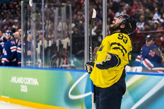 Mika Zibanejad of Sweden celebrates