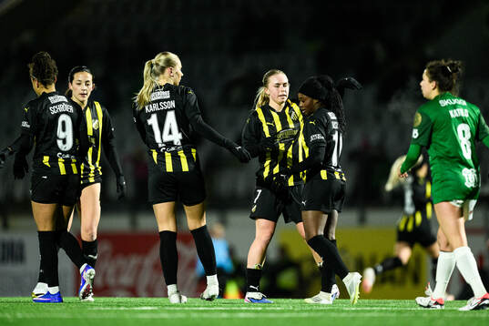 Pernille Sanvig and Monica Jusu Bah of Häcken celebrate
