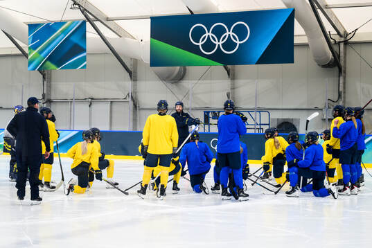 Head coach Ulf Lundberg of Sweden at an ice hockey practice