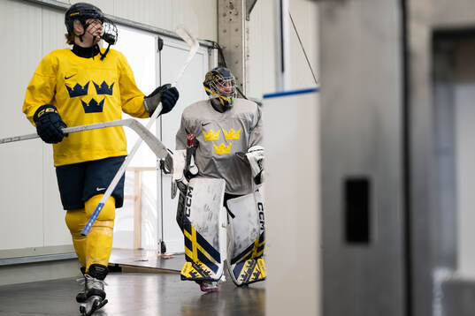 Goaltender Ebba Svensson Träff of Sweden at an ice hockey