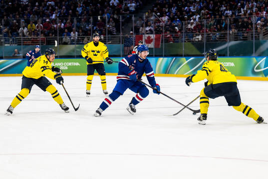 Zach Werenski of USA as well as Joel Eriksson Ek and Gustav