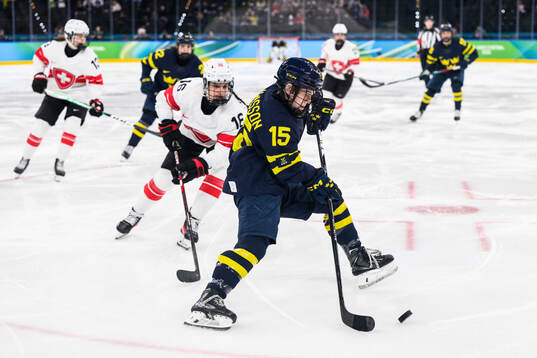 Lisa Johansson of Sweden in the women's ice hockey bronze