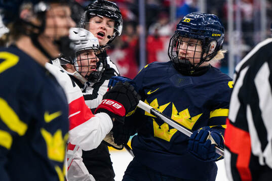 Lina Ljungblom of Sweden in the women's ice hockey bronze