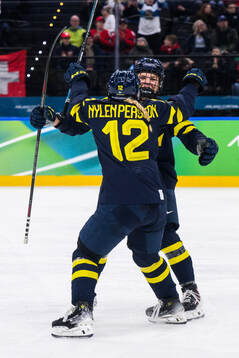 Maja Nylén Persson and Mira Jungåker of Sweden celebrate