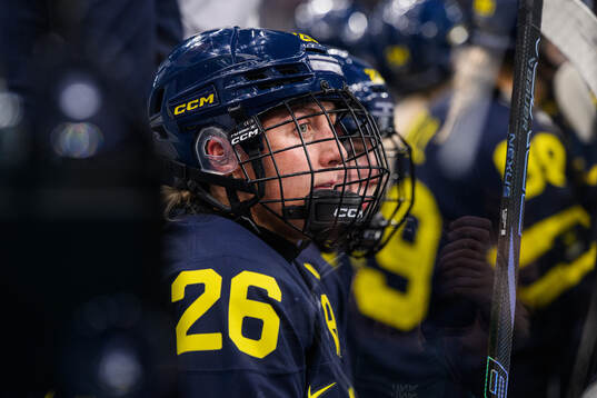 Hanna Olsson of Sweden in the women's ice hockey bronze