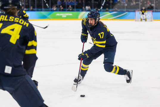 Sofie Lundin of Sweden in the women's ice hockey bronze