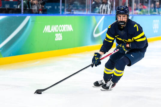 Mira Jungåker of Sweden in the women's ice hockey bronze