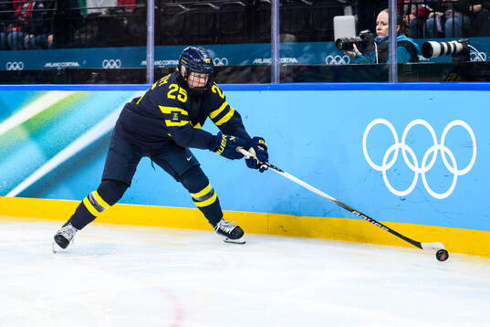 Lina Ljungblom of Sweden in the women's ice hockey bronze