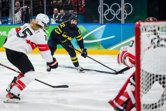 Hanna Thuvik of Sweden in the women's ice hockey bronze