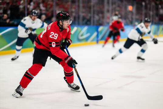Nathan MacKinnon of Canada in the men's ice hockey