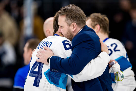 Mikael Granlund and Head coach Antti Pennanen of Finland