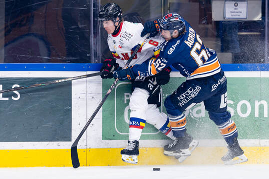 Malmö Redhawks Eemil Viro och Växjös Manuel Ågren