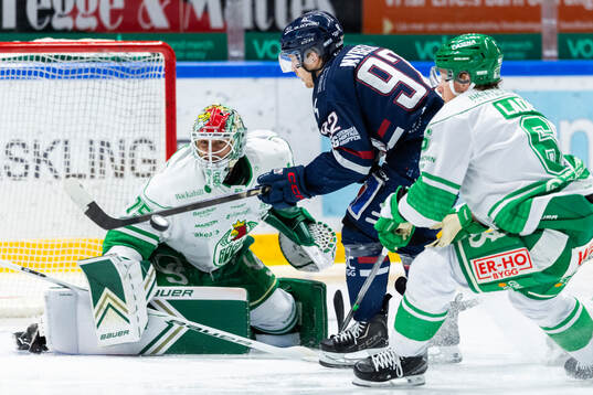 Rögles målvakt Arvid Holm och Linköpings Zion Nybeck