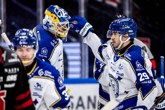 Leksands målvakt Marcus Gidlöf och Leksands Michael