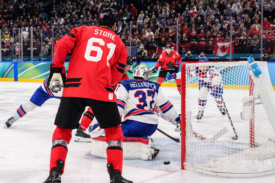Goaltender Connor Hellebuyck of USA in the men's ice hockey