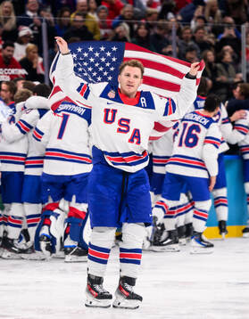 Matthew Tkachuk of USA celebrates