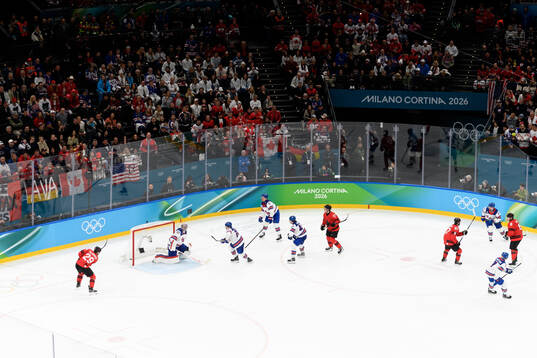 Nathan MacKinnon of Canada hit the pole with a shot in the