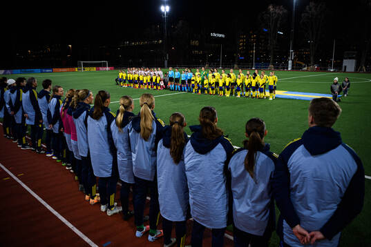 Danmarks och Sveriges spelare vid lineup