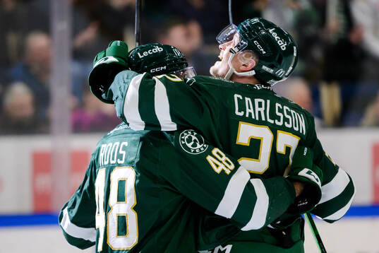 Färjestads Filip Roos, Gabriel Carlsson jublar