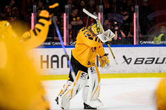 Skellefteås målvakt Linus Söderström jublar