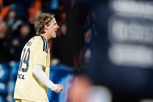 Djurgårdens Jeppe Okkels jublar