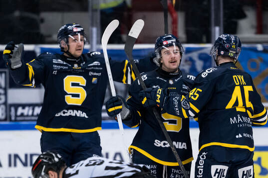 Södertäljes Sebastian Dyk jublar