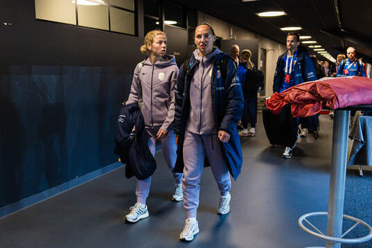 Justine Kielland and Marit Bratberg Lund of Norway arrives