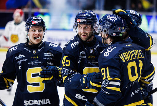 Södertäljes Sebastian Dyk jublar