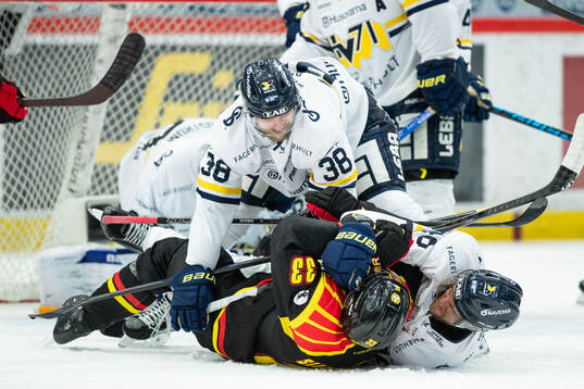 HV71s Olle Alsing, Brynäs Jakob Silfverberg och HV71s