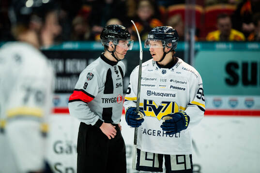 Domare Filip Eriksson och HV71s Andreas Borgman