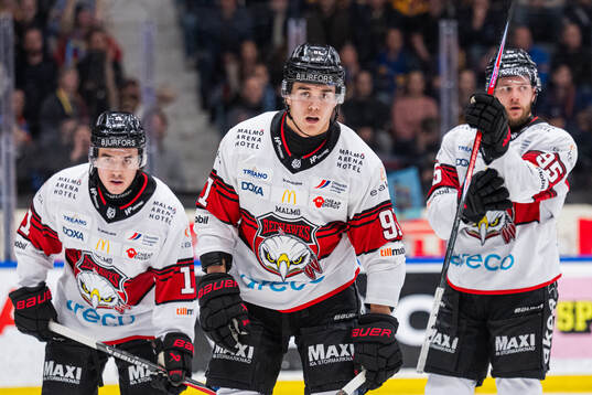 Malmö Redhawks Elia Pedrotti, Axel Sundberg och Carl