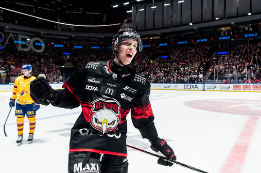 Malmö Redhawks William Von Barnekow jublar 2-1