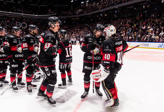 Malmö Redhawks Fredrik Händemark, Robin Salo och målvakt